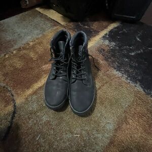 Black Lace-Up Ankle Boots with Matte Finish